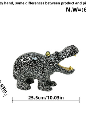 北欧创意炫彩大嘴河马摆件家居客厅办公室桌面动物树脂装饰工艺品