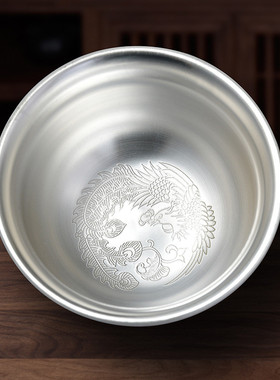 热销青瓷金鱼厂杯陶瓷鎏银主人杯银龙杯银杯对银器陶瓷杯木盒彩绘