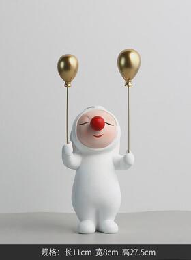 博西家居收纳ins红鼻子兔娃娃创意托盘摆件家居展厅会所软装饰品