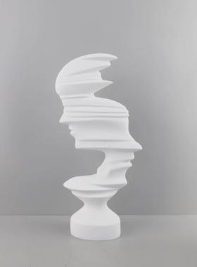 抽象现代简约黑白双向人脸摆件客厅卧室玄关酒店电视柜家居装饰品