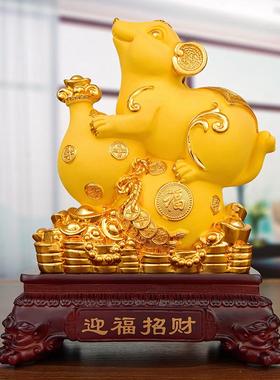 适用鼠年招财老鼠摆件一对十二生肖子鼠摆设子鼠年公司前台收银台