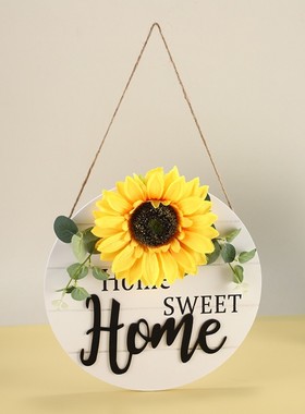 新品挂牌直供创意田园home圆形木质装饰挂门牌家居欢迎厂家