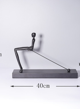 现代极简金属铸铁黑色人物摆件设计师款书房开放柜电视柜雕塑摆件
