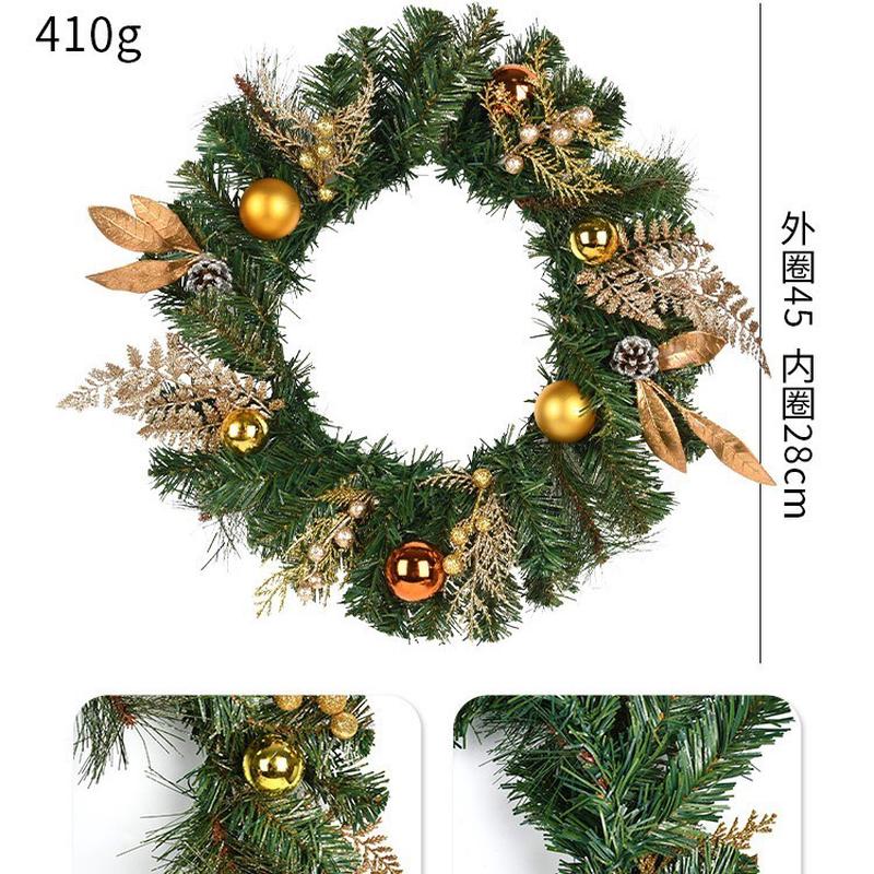 圣诞装饰品挂件门挂松果金咖球红果藤编藤圈花环壁挂橱窗布置花环 - 图2