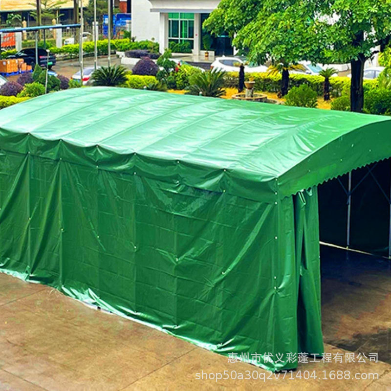棚户外移动活动雨篷大型仓库推拉棚伸缩折叠遮阳棚篮球场河源 - 图2