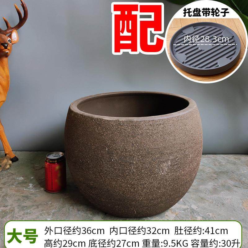特大口径黑陶紫砂粗陶花盆户外庭院素烧陶瓷陶罐阳台鱼缸养鱼摆件 - 图2