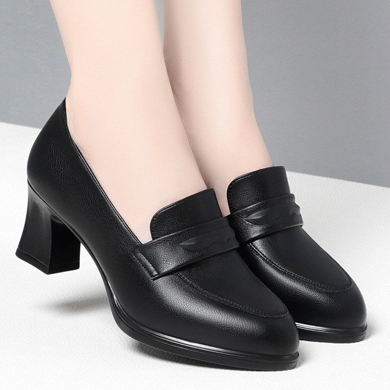红青蜓高跟鞋女2024秋秋新款黑色工作鞋不累脚粗跟皮鞋通勤妈妈鞋,淘宝优惠券,粉丝福利购,淘宝优惠卷