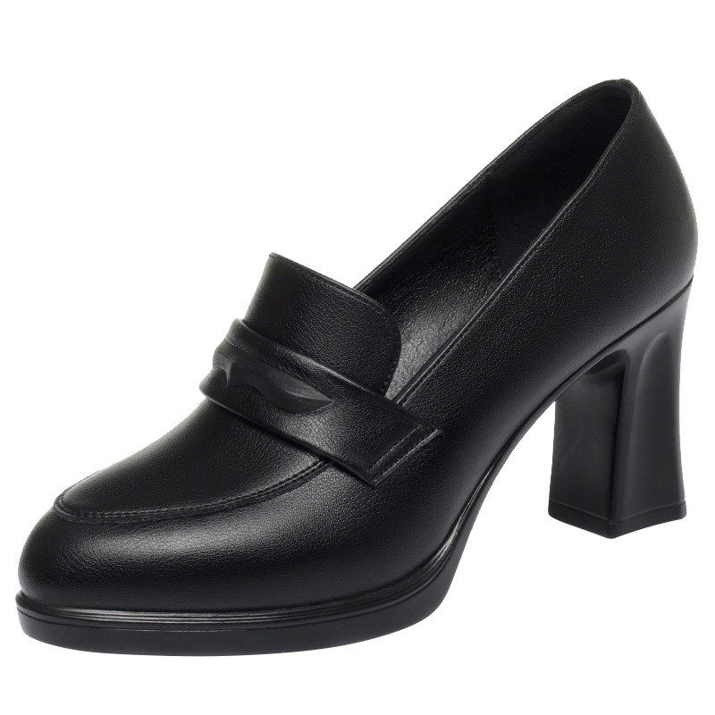 红青蜓高跟鞋女2024秋秋新款黑色工作鞋不累脚粗跟皮鞋通勤妈妈鞋,淘宝优惠券,粉丝福利购,淘宝优惠卷