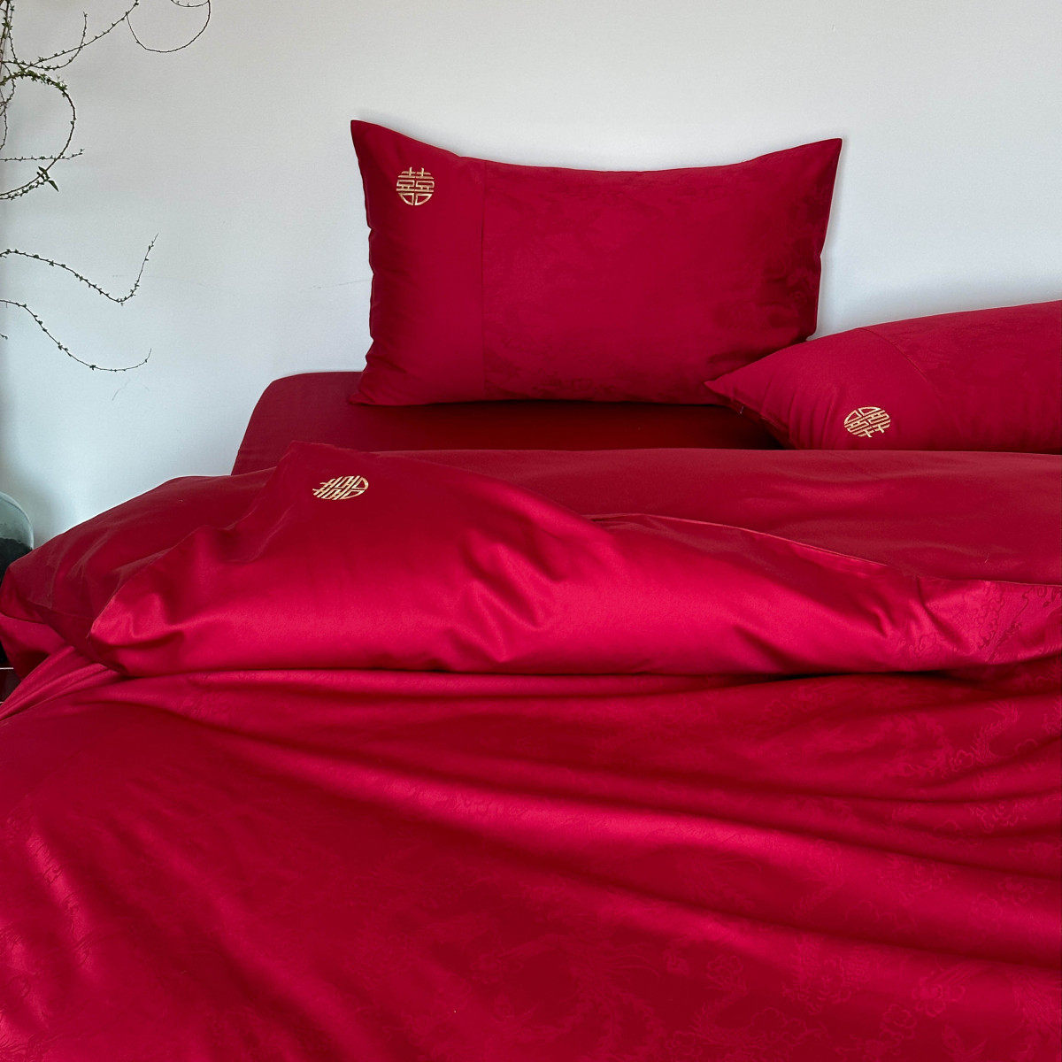 龙凤呈祥中式高级婚庆100s全棉四件套纯棉提花被套床单结婚六件套,淘宝优惠券,粉丝福利购,淘宝优惠卷