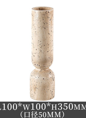 侘寂风托盘摆件轻奢高脚圆形果盘样板房酒店仿黄洞石收纳盘装饰品