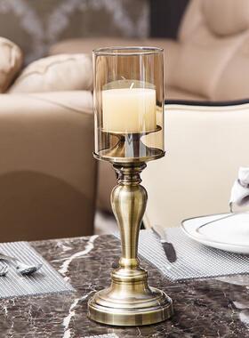 摆件金属玻璃烛台家居饰品欧式样板房装饰书房客厅礼品