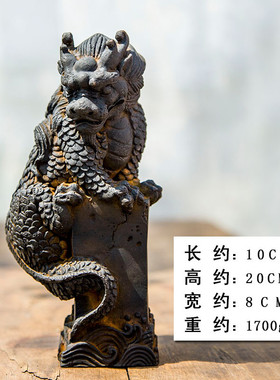 仿中式国风铸铁镇水兽避水兽蚣蝮桌面摆件招财茶宠家居纯手工艺品