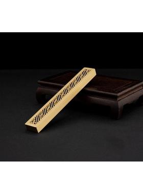 黄铜回纹线长香盒紫铜创意书法送礼摆件镇尺香道客厅书房长辈镇纸