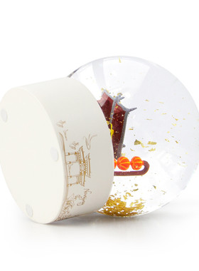 树脂金箔雪花球水晶球摆件透明气泡球水球纪念品风水飘雪工艺品