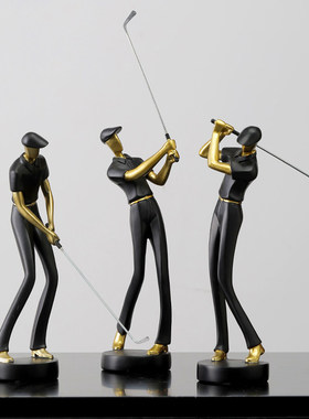 软装高尔夫人物摆件客厅轻奢办公室桌面书房电视柜创意家居装饰品