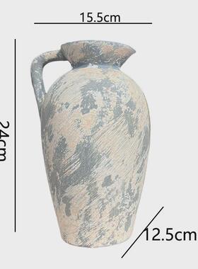 高级感陶瓷花瓶复古新中式陶罐中古侘寂风插花花瓶客厅玄关摆件