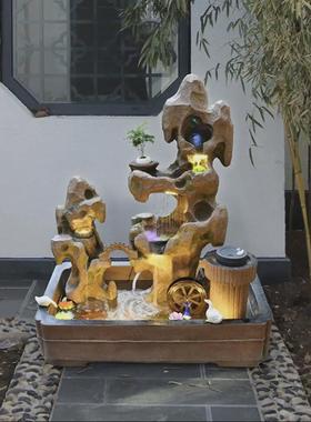 热销落地玄关入户鱼池室内阳台花园装饰庭院摆件假山流水喷泉循环