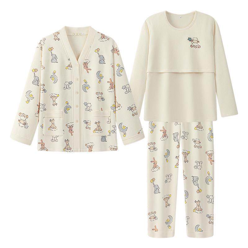 秋冬款空气棉月子服三件套春秋季10月份哺乳孕妇睡衣纯棉产后产妇,淘宝优惠券,粉丝福利购,淘宝优惠卷