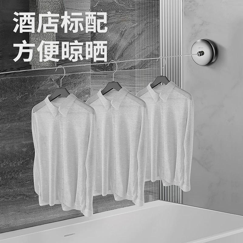 304不锈钢隐形伸缩晾衣绳收纳置物架酒店阳台浴室厨卫挂件 Lys-1 - 图0