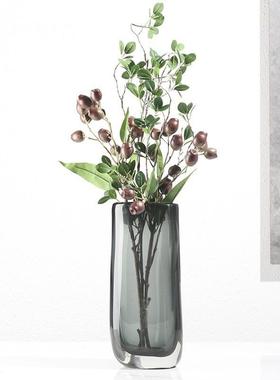 热销简约现代玻璃花瓶花器摆件样板房客厅售楼处桌面装饰干花爆品