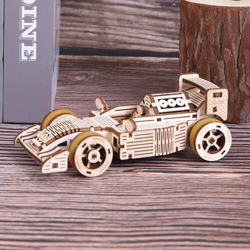 有格UGUTER木质机械传动模型T709赛车木质拼装立体拼图创意礼品 - 图1