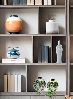 热销9qxc软装陶瓷样板间客厅酒柜办公室茶室书柜博古架新中式摆件