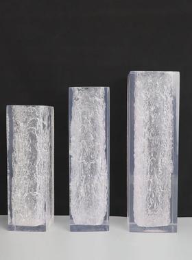 现代简约透明树脂花器摆电视柜客厅餐厅茶几书房样板间轻奢装饰品