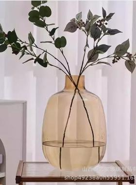 新款加厚尖落地玻璃花瓶人工吹制大肚加重口插花花器吊钟绿植花器