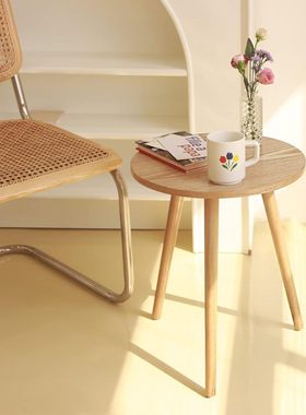 实木小圆桌茶几小桌子小圆简易茶几圆形小茶几阳台小茶桌小圆桌边