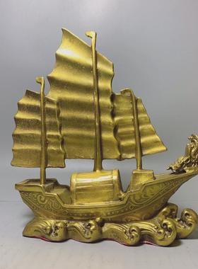 精工黄铜龙船摆件礼品一帆风顺龙船家居客厅工艺品办公桌帆船摆件