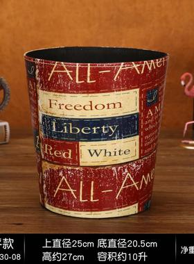 家居摆件美式复古pu皮革垃圾桶创意时尚批发工艺品收纳桶装饰品