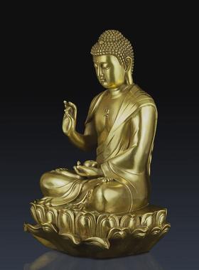 纯黄铜释迦牟尼佛摆件如来佛祖释迦摩尼家居客厅供奉铜工艺品摆件