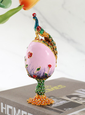 2024年精美复活节彩蛋创意家居摆件珐琅礼品镶钻金属工艺品彩绘