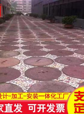 热销民间公园老磨盘装饰摆件垫脚石老石材老磨盘雕塑石墨盘摆件