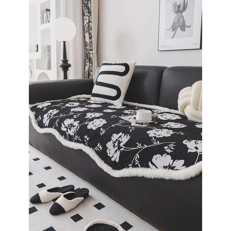 防滑轻奢沙发坐垫子不规则异形套罩雪尼尔四季通用法式绒感盖布巾,淘宝优惠券,粉丝福利购,淘宝优惠卷