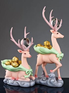 热销创意欧式酒柜电视柜客厅家居工艺厂家树脂情侣鹿收纳软装摆件