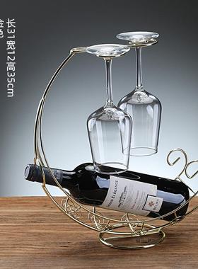 家用红酒杯架创意红酒架摆件高脚葡萄酒装饰倒挂酒瓶架子欧式酒架