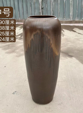 新中式手工落地大号花瓶禅意花艺陶罐别墅酒店餐厅景观陶瓷缸坛子