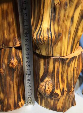 弥勒福崖柏木皮纹形虎随大笔筒打磨木质学习文具收纳笔筒桌面摆件