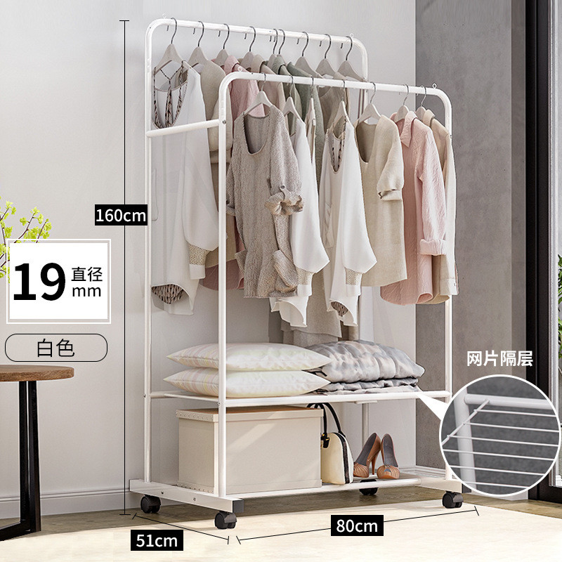 8y供货晾衣架落地折叠室内简易衣帽架阳台挂衣架双杆式 - 图0