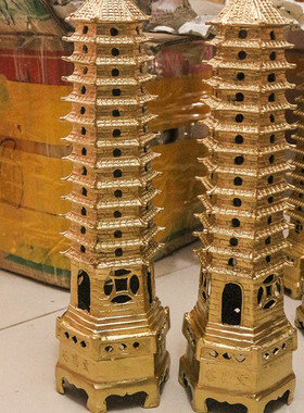 铜文昌塔摆件黄铜9层13层十三层办公室书桌摆件