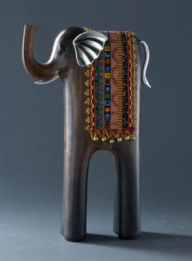 动物树脂工艺品仿木大象办公室礼品桌面摆件套装出口货源