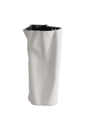 设计师款现代欧式极简高级感白色纸袋花瓶家用客厅餐桌装饰插花礼