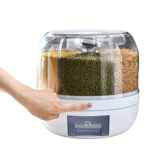 Fen grid rice bucket rotating grain storage box insect-proof moisture-proof rice storage tank household press rice bucket
