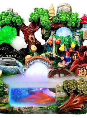 水景瀑布客厅鱼缸喷泉造景循环水桌面摆件义乌小商品厂家直销