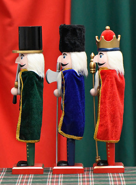 热销欧式风格夹子木偶人欧式客厅木质胡桃工艺品38cm披风胡桃夹子