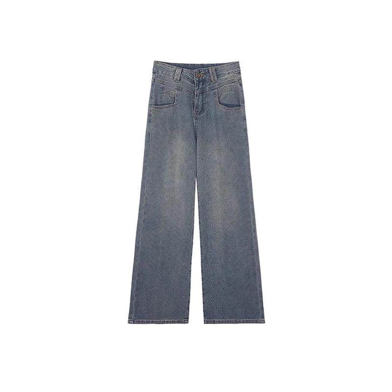 蓝美式直筒大码梨形身材设计感显瘦阔腿裤,淘宝优惠券,粉丝福利购,淘宝优惠卷