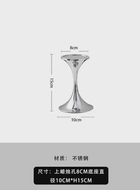 简约银色高级感轻奢烛台摆件样板间售楼处客厅餐厅餐厅软装饰品
