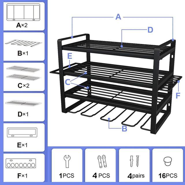 New four-layer wall-mounted power tool storage rack heavy duty floating tool rack handheld electric drill storage rack