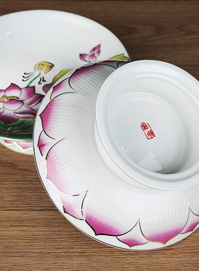 佛具观音浮雕莲花供盘 佛堂陶瓷果盘 财神家用供佛果盘果碟